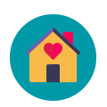 Rundes Icon, das für den Seitenbereich "Für wen ist STARK?" steht. Das Icon zeigt im Piktogrammstil ein Haus mit einem Herzsymbol.